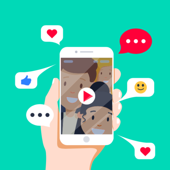 Illustration d'un téléphone avec une vidéo dessus.