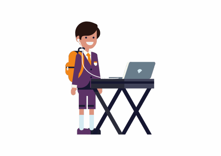 Illustration d'un enfant devant un ordinateur