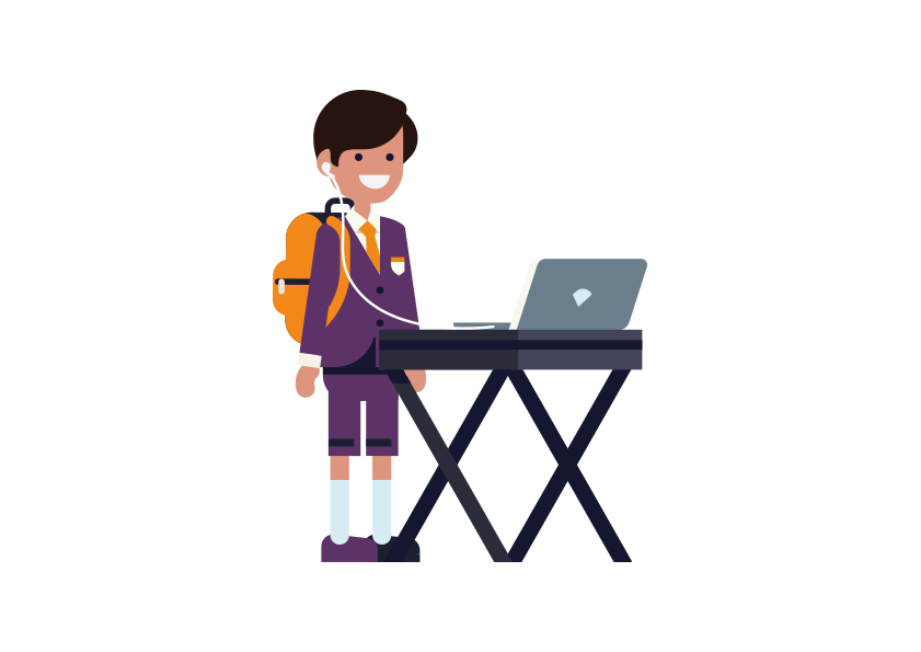 Illustration d'un enfant devant un ordinateur
