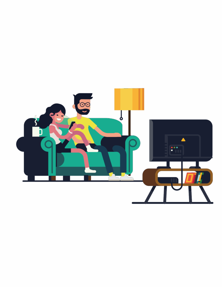 Un père et son ado dans un divan qui regardent la TV