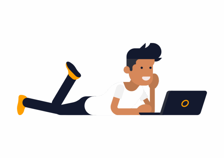 Illustration d'un jeune devant son ordi