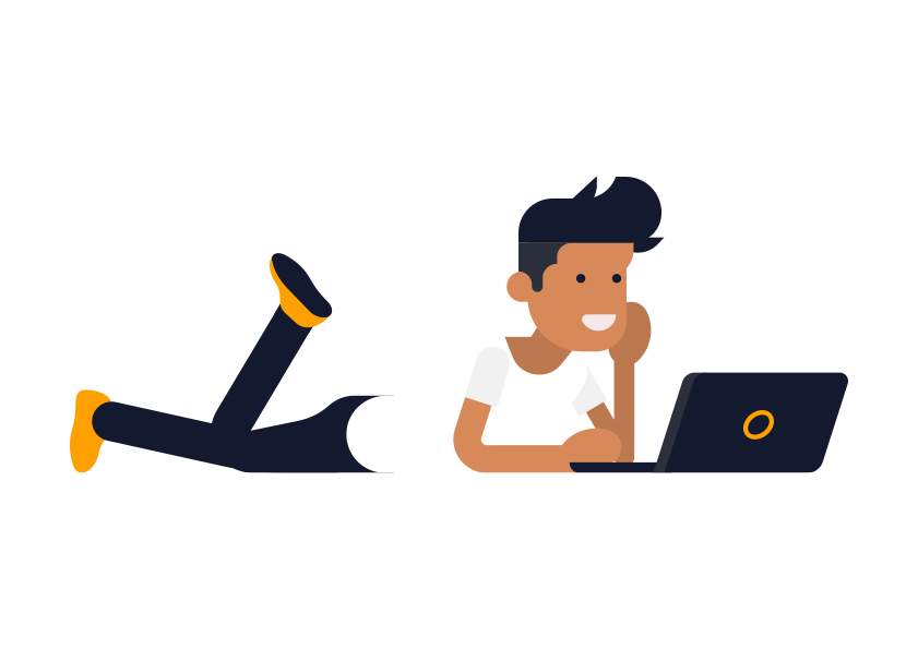 Illustration d'un jeune devant son ordi