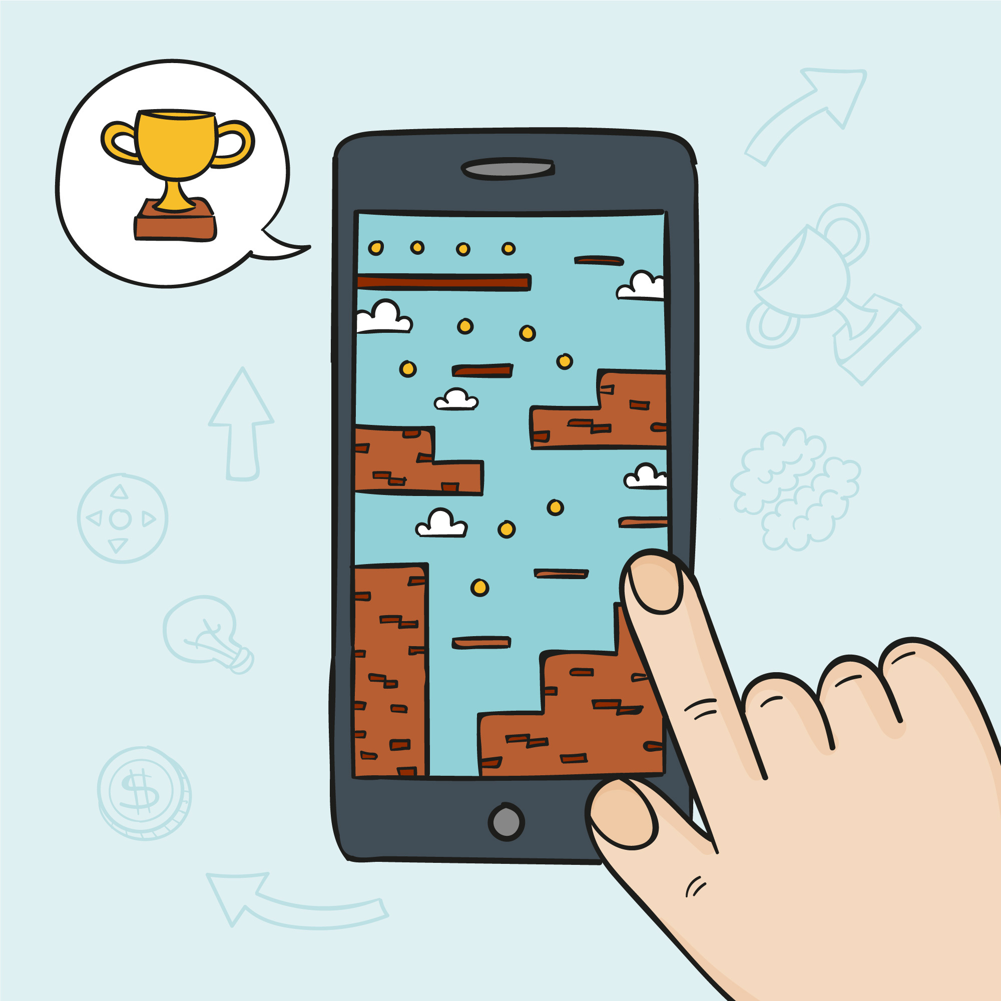 Illustration d'un jeu vidéo sur téléphone