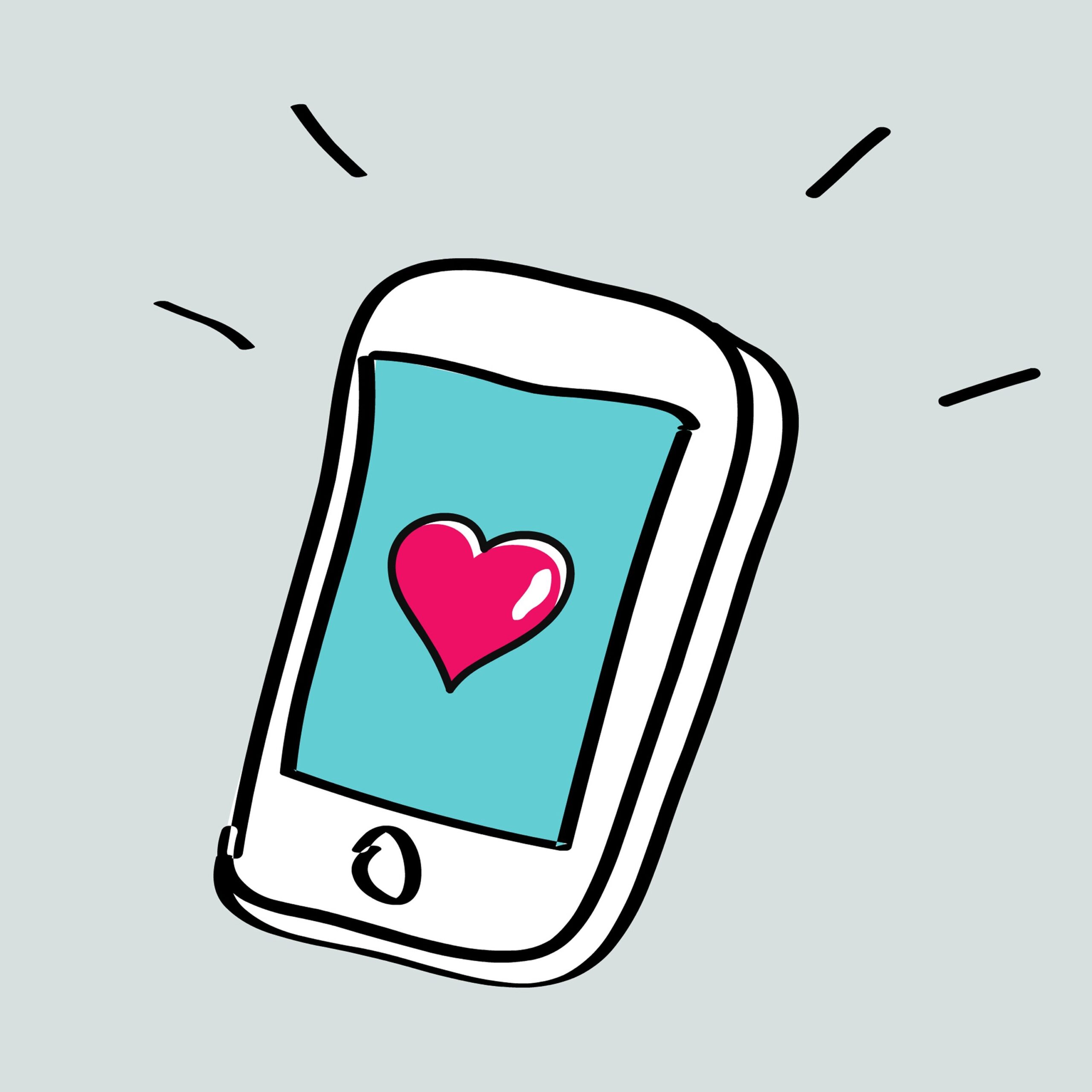 Illustration d'un smartphone avec un coeur