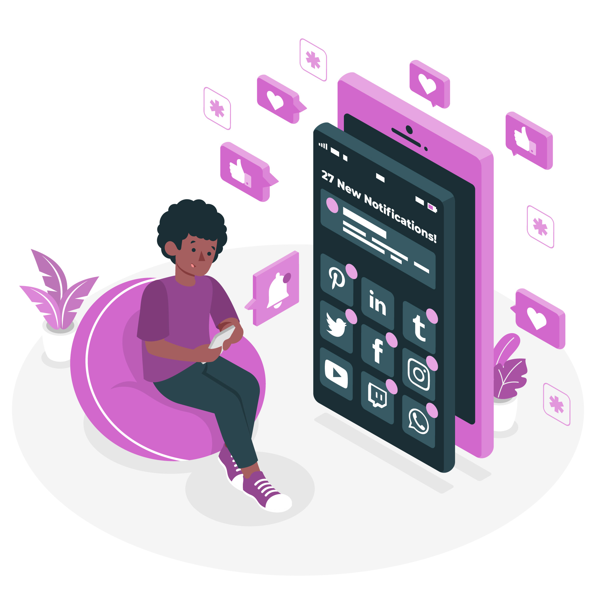 Illustration d'un enfant devant un smartphone