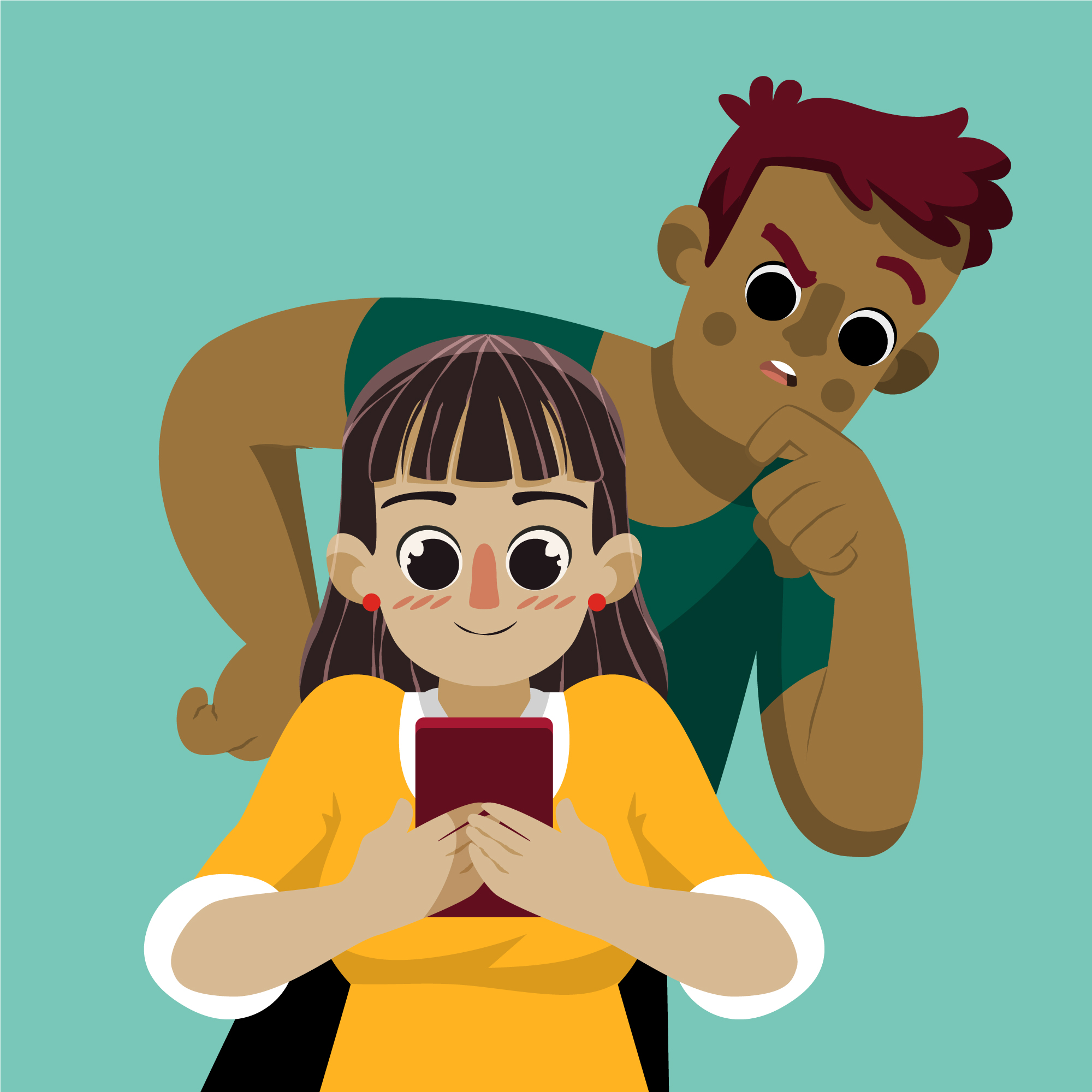 Un parent qui regarde le téléphone de son ado dans son dos