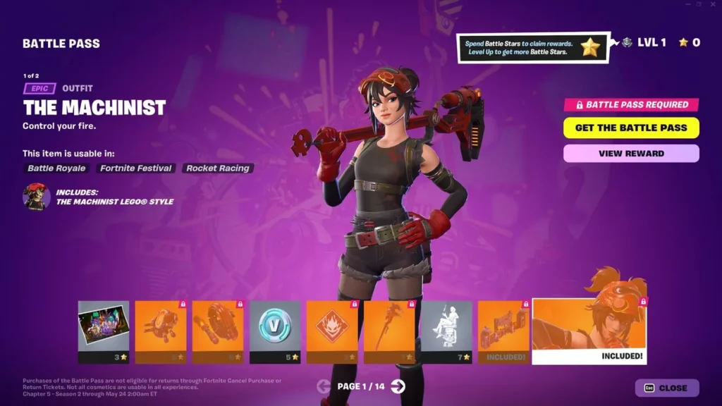 Capture d'écran d'un Battle Pass issu du jeu Fortnite